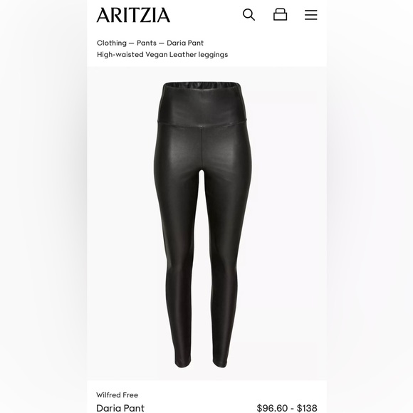 Aritzia Faux Leather Leggings. Wilfred Free Daria Pant. - Picture 6 of 7